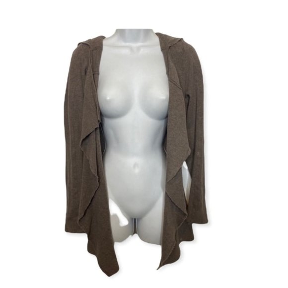 Anthro Saturday Sunday taupe waterfall hooded cardigan Extra Small - Picture 3 of 11